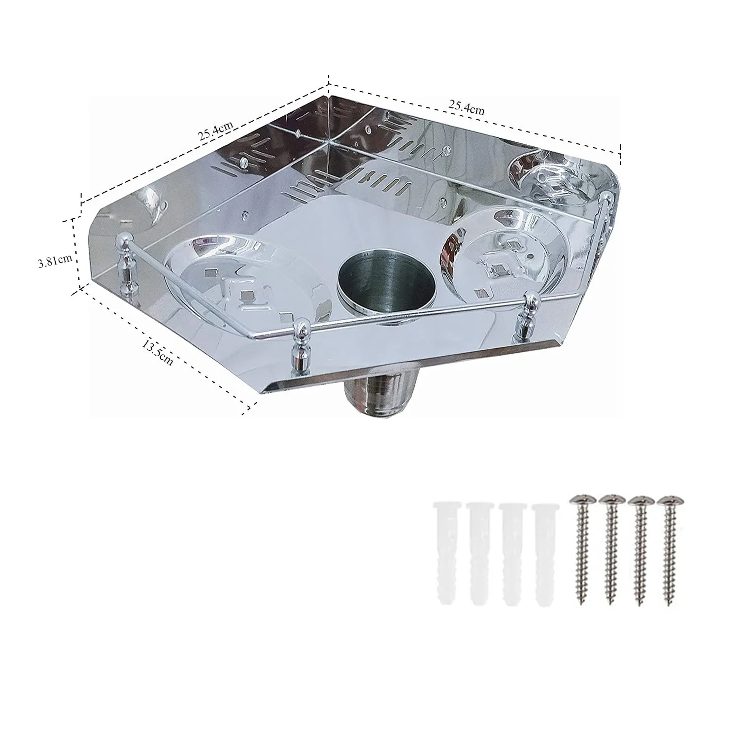 3011 Multi Purpose 4 in 1 Diamond Corner Shelf/Tumbler Holder/Soap Dish Stand/Bathroom Corner Shelf/Kitchen Corner Shelf/Bathroom Accessories (10x10 Inches) Wall Mount