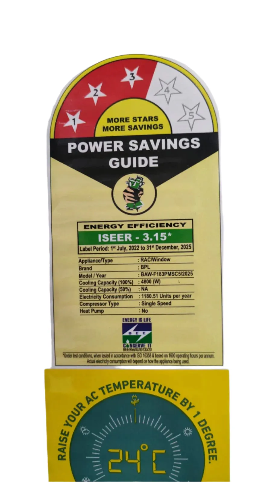 BPL 1.5 Ton 3 Star Window AC (BAW-F183PMSC5)  100% Copper, Blue Fin Coating, Turbo Cool, R32 Refrigerant, Fixed Speed, White
