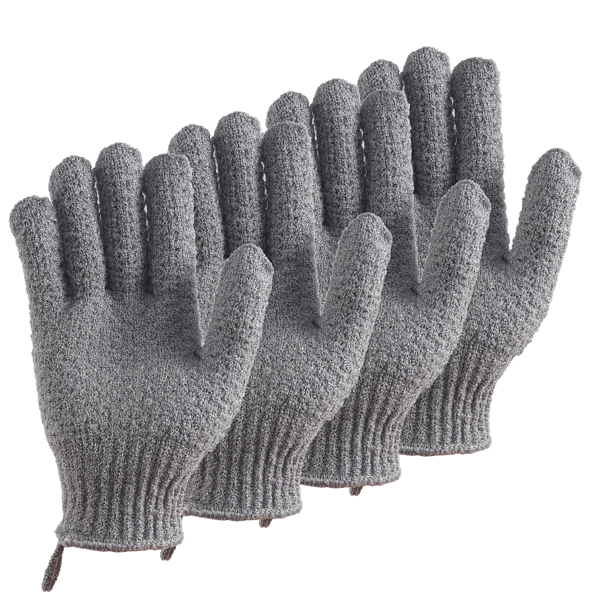 CLEEDY Bath Exfoliating Gloves - 2 Pairs of Lengthened and Large Scrubbing Gloves for Shower, Spa, and Massage - Perfect for Exfoliating Body, Face, Hands, and Feet(2 paris gary)