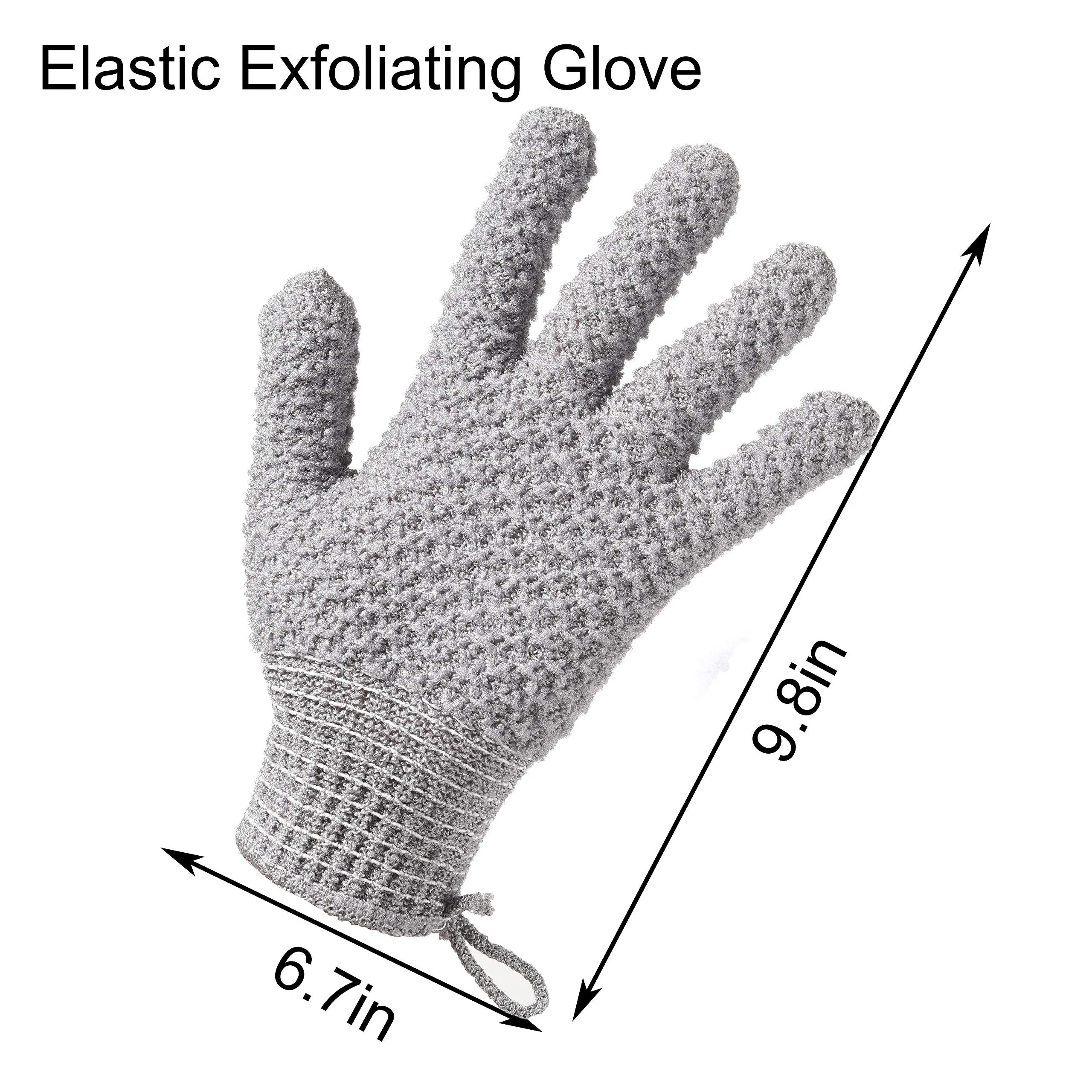 CLEEDY Bath Exfoliating Gloves - 2 Pairs of Lengthened and Large Scrubbing Gloves for Shower, Spa, and Massage - Perfect for Exfoliating Body, Face, Hands, and Feet(2 paris gary)