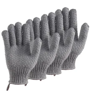 CLEEDY Bath Exfoliating Gloves - 2 Pairs of Lengthened and Large Scrubbing Gloves for Shower, Spa, and Massage - Perfect for Exfoliating Body, Face, Hands, and Feet(2 paris gary)