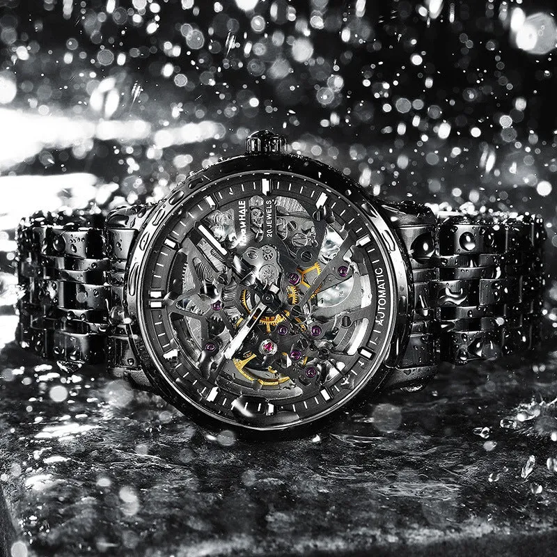 Mark Huawei watch brand men's wholesale automatic mechanical watch hollow foreign trade waterproof live tide table