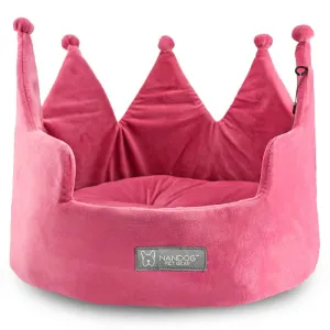 Nandog Pet Gear Plush Pink Super Soft Luxe Crown Bed
