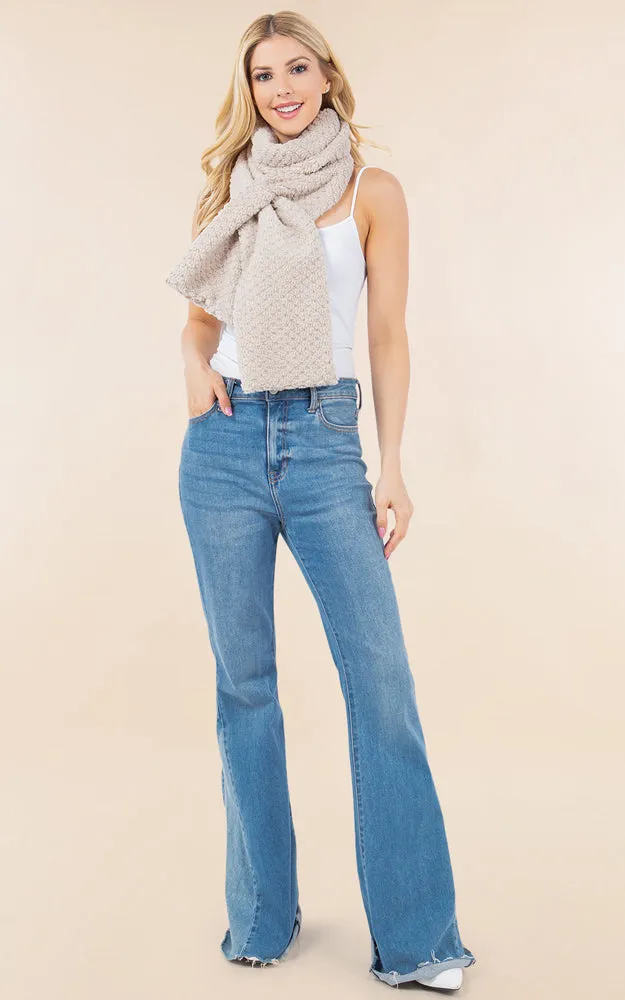 OA4274 Soft Fur Fabric Key Hole Through Scarf