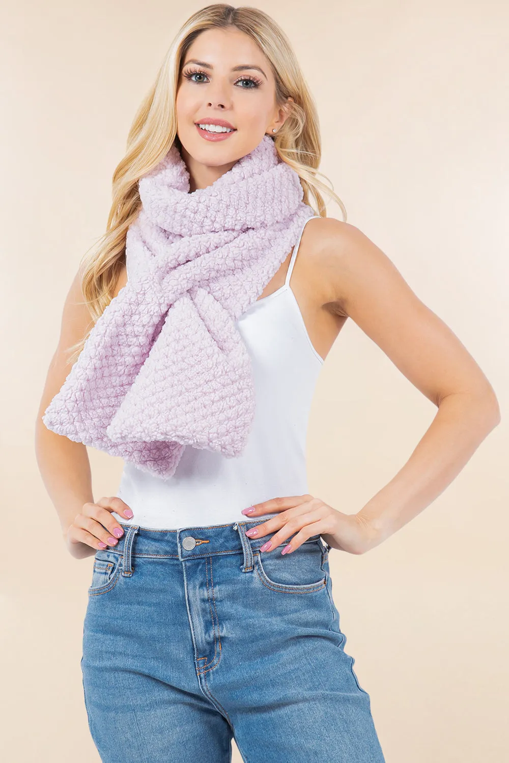 OA4274 Soft Fur Fabric Key Hole Through Scarf