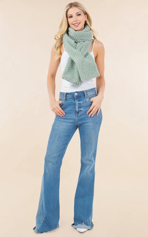OA4274 Soft Fur Fabric Key Hole Through Scarf
