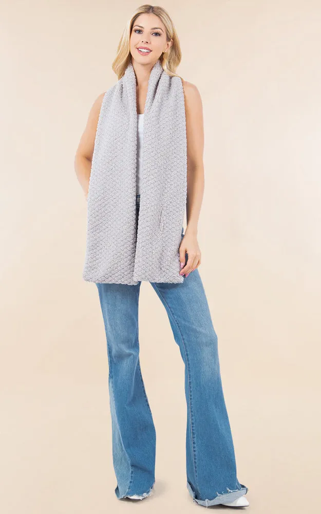 OA4274 Soft Fur Fabric Key Hole Through Scarf