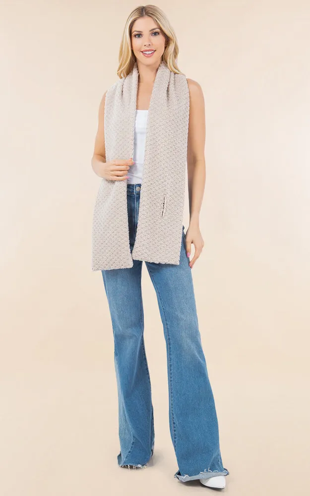 OA4274 Soft Fur Fabric Key Hole Through Scarf