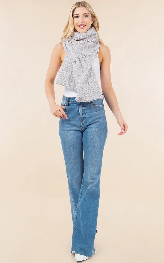 OA4274 Soft Fur Fabric Key Hole Through Scarf