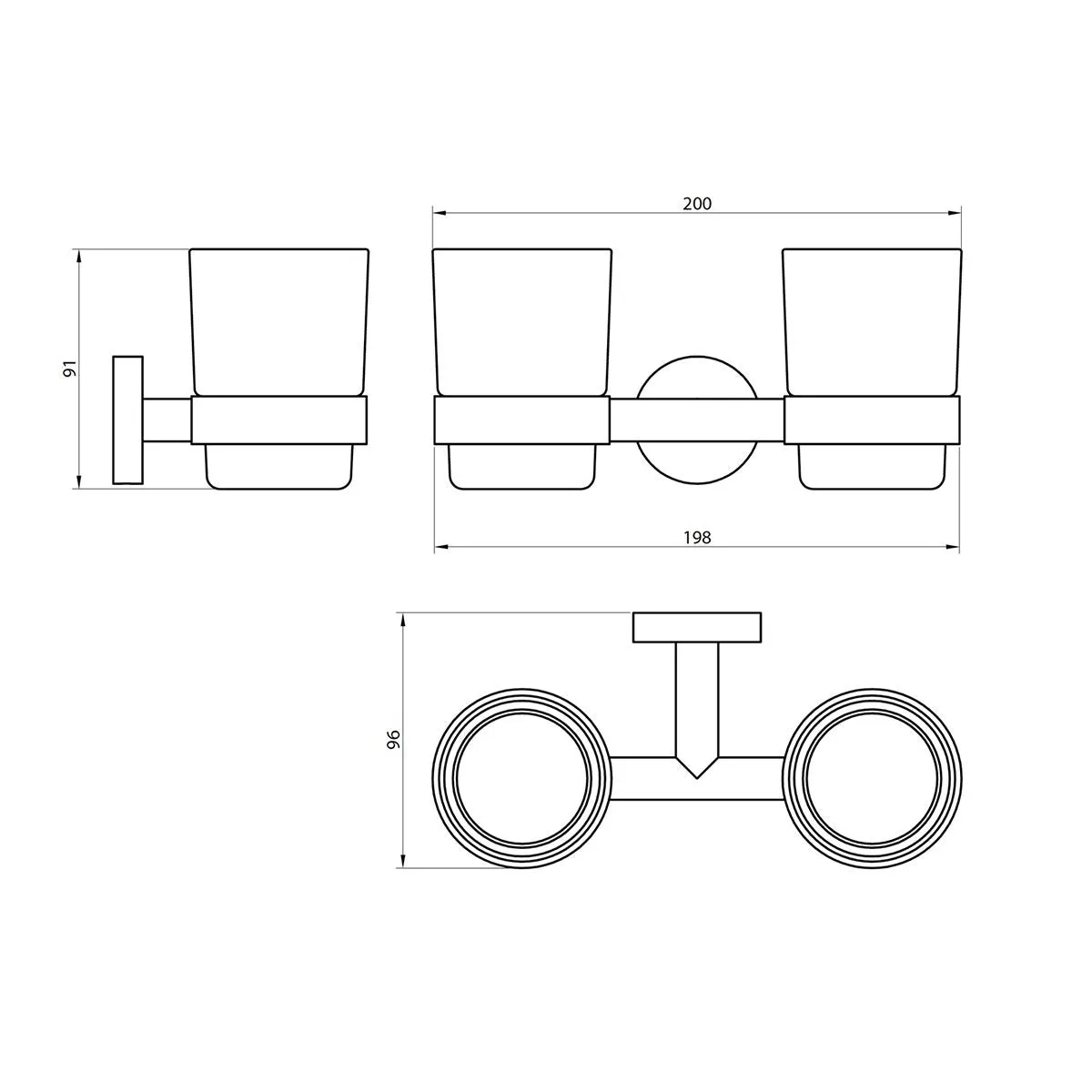 Scudo Delta Double Tumbler Holder in Chrome
