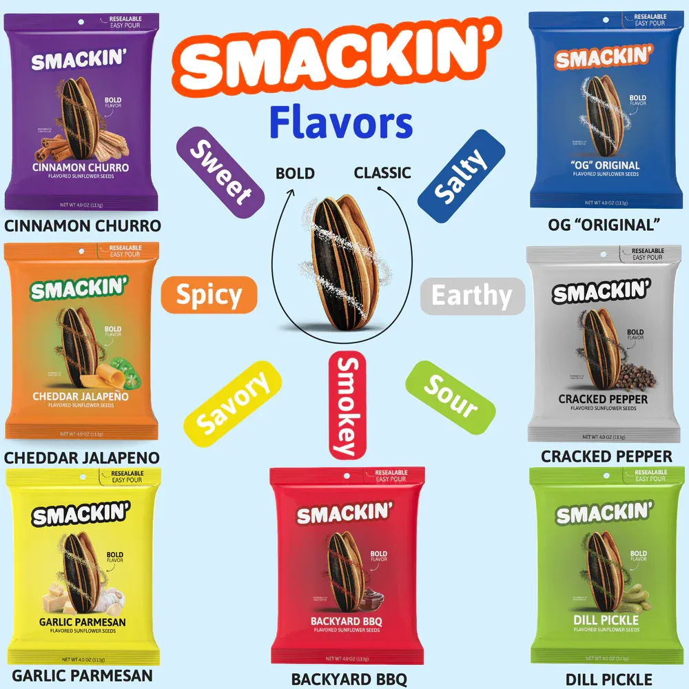 SMACKIN' Cheddar Jalapeo Sunflower Seeds Case of 12 (4 oz)