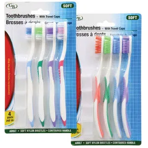 Soft Nylon Bristle Toothbrushes with Travel Caps