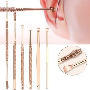 Stainless Steel Rose Gold Ear Picks Set - Set For 6